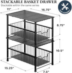 Simple Houseware Wired Stackable Under Sink Cabinet Sliding Basket, Black - Image 2