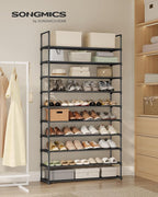 SONGMICS Shoe Rack, 10-Tier Shoe Organizer, Metal Storage Shelf | for Entryway, Upright or Upside Down, for 44-55 Pairs, Stackable, 11.8 x 36.2 x 68.1 Inches, Black ULSA011B01 - Image 2