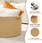 Foldable Laundry Hamper Basket with Collapsible Handle Cotton Rope Soft Woven Fabric Storage Organizer Clothes Toys Nursery Bedroom Dorm Space Saving Bin (Camel, 65L(19.7"D x 12.6"H)) - Image 5