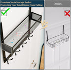 Consumest Over The Door Hooks Organizer - 2 Tier Over Door Hanger with 16 Hooks & 2 Baskets for Hanging Coat, Clothing, Towel, Back Storage for Bathroom, Closet, College Dorm, Black - Image 4