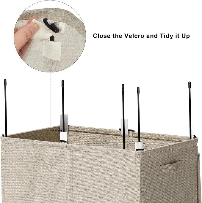 WOWLIVE 154L Double Laundry Hamper 2 Section with Lid and Removable Bags - Image 7