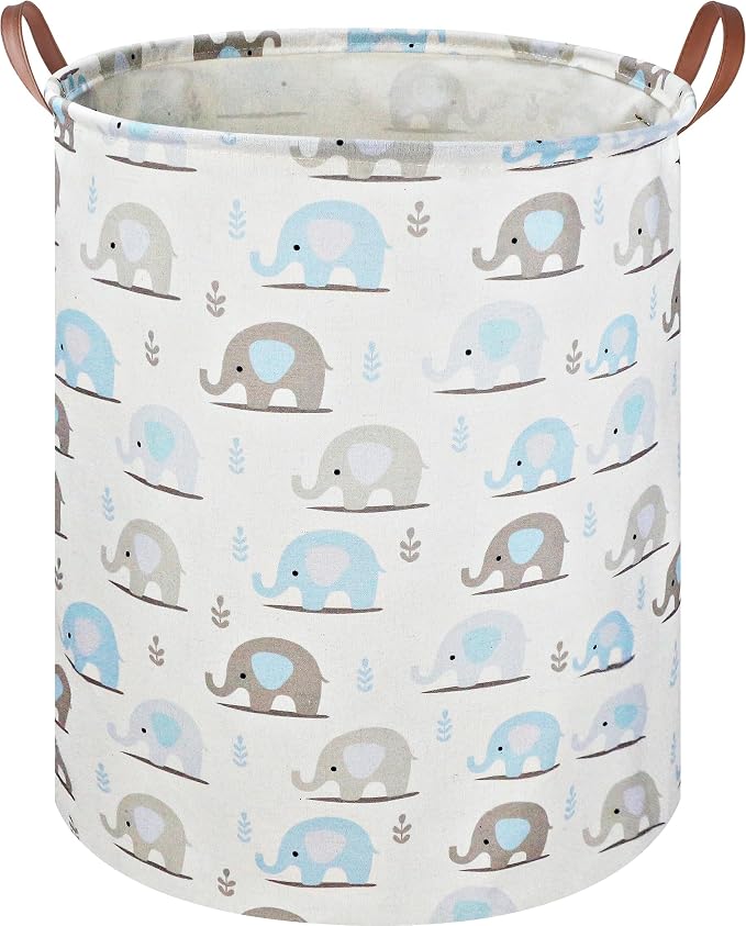 NTAOHAMPER Laundry Hamper, Elephant laundry Basket, Nursery Hamper, Waterproof Storage Bin for Bedroom, Clothes Organizer Basket, Room Decor(Blue Elephant) by NTAOHAMPER