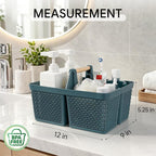 Portable Plastic Shower Caddy Basket with Wooden Handle, Bluish Green - Image 6