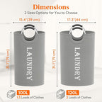 Lifewit 2 Pack 120L Laundry Basket with Aluminum Handles, Silver Grey - Image 2