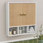 Bathroom Wall Cabinet,Wooden Medicine Cabinet with Fluted Doors by Tltaroni