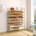 Hoctieon 8 Tier Shoe Rack for Closet, Durable Mesh Style Shoe Rack, Entryway Shoe Shelf, Shoe Storage Organizer for Hallway, Bedroom, Living Room, Wardrobe, Gold - Image 2
