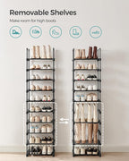 SONGMICS Shoe Rack, 10-Tier Shoe Organizer, Metal Storage Shelf | for Entryway, Upright or Upside Down, for 11-22 Pairs, Stackable, 11.8 x 17.7 x 68.5 Inches, Black ULSA25BK - Image 4