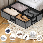homyfort Under the Bed Shoe Organizer Fits 12 Pairs and 4 Pairs Boots,Sturdy & Breathable Materials,Underbed Storage Solution for Kids Men & Women Shoes,Great Space Saver for Your Closet Set of 2 - Image 2