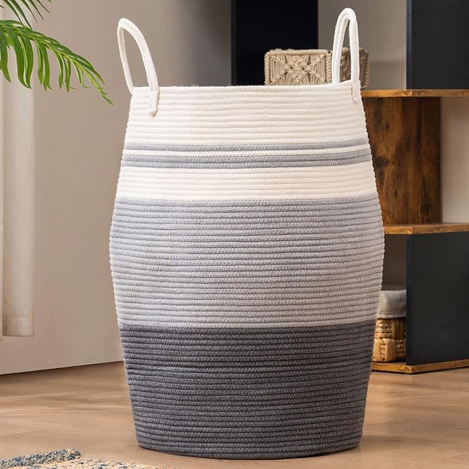 Large Laundry Basket Hamper Woven Blanket Basket Clothes Hamper by YOUDENOVA