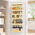 6-Tier White Metal Door Hanging Spice Rack Organizer Over The Door Pantry Organizer Back of Door Storage Rack with Adjustable Basket Door Pantry Organizer with Anti-drop Rod for Kitchen by Unknown