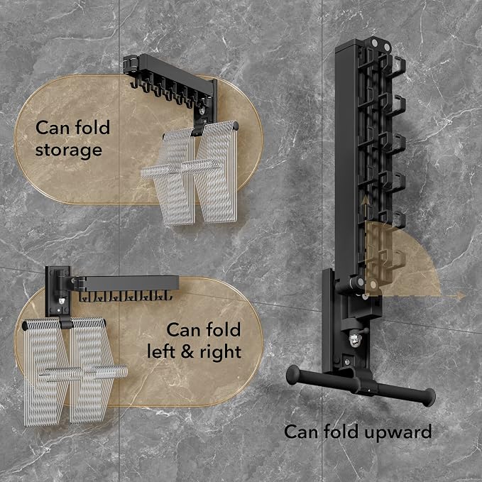 ZdwCyl Clothes Drying Rack,Laundry Drying Rack Wall Mount, Wall Mounted Clothes Rack,Retractable,Collapsible(Tri-Fold),Drying Rack Clothing,can Fold Upward & Left & Right,Space Saver, White Color - Image 8