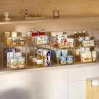 Delamu 2-Tier Under Sink Organizers and Storage, Multi-Purpose Stackable Bathroom Cabinet organizers, Pull Out Kitchen Pantry Organization and Storage with Dividers(3 Pack, Amber) - Image 3