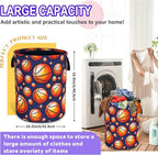 Basketball Laundry Basket Foldable Oxford Cloth Hamper 18.9 x 16.5 Inch - Image 2