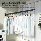 HEILAIYI Clothes Drying Rack,Laundry Drying Rack,Wall Mounted Clothes Rack,Laundry Rack Wall Mount,Folding Retractable Collapsible Drying Rack Clothing (Three-Poles,Loop Shape Hooks) - Image 8