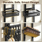 POKIPO 9 Tier Narrow Over The Door Pantry Organizer, 2 in 1 Wall Mount or Hanging Spice Rack with Adjustable Deep Basket, Heavy-Duty Seasoning Organizer and Storage for Kitchen Closet Bathroom - Image 4