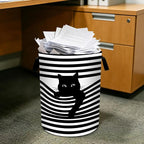 Black White Cat Laundry Basket Foldable Laundry Hamper With Handles Clothes Storage Bucket Organizer Laundry Bag For Bedroom Bathroom Laundry Storage 19.6 x 15.7 - Image 7