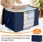 Fab totes 90L Clothes Storage, Foldable Thick Fabric Blanket Storage Bags | Foldable Containers with Zippers,Window and Handles for Organizing Bedroom, Closet, Comforter, Bedding,Dorm essentials - Image 2