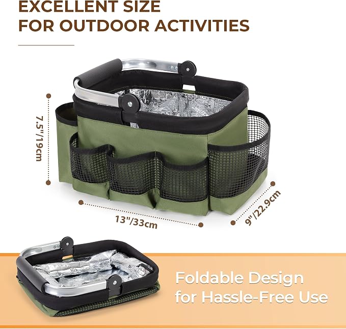 PGmoon Foldable Cleaning Caddy with Rotate Handle and Multi-Pockets - Image 5