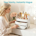 Vtopmart 3-Tier Skincare Makeup Organizer with Drawer and LId, White - Image 7