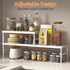 2 Pack Expandable adjustable stackable kitchen cabinet organizer,spice rack - Image 3