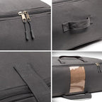 Soft Canvas Storage Bags with Zipper. Thick Breathable, 2pc King/Queen Comforter Organizer. Four Carrying Handles and Window. Large 25x19x9in Bag for Sheets Blankets Bedding Pillows, Clothes (Grey) - Image 7