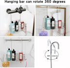 YQh hanging shower rack, bathroom storage rack, shampoo bracket, the back hook can be rotated, and can be hung on the faucet or Claw foot bathtubcross bar, 304 stainless steel rust proof and durable - Image 2