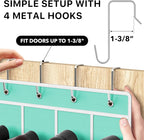 Simple Houseware 24 Pockets Clear Over the Door Shoe Organizer, Turquoise | 64" x 19", 4 Durable Metal Hooks, 4.3" x 9.5" Pocket Size, Multipurpose - Image 4