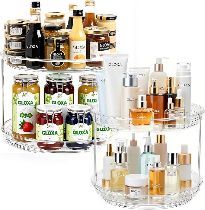 2 Tier Lazy Susan Turntable Organizer for Cabinet, 9.25'' Rotating Spice Rack Organization for Kitchen, Pantry, Bathroom, Vanity, Countertop, Medicine Storage, Seasoning Spice Organizer, 1 Pack - Image 9