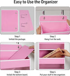 TYMENSH Pink Over Door Organizer with 4 Large Clear Pockets, Hanging Door Storage for Nursery, Bedroom, Bathroom, Closet, Toys, Diapers, Cosmetics, Baby Essentials - Image 5