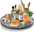 AMH 21-Inch Black and White Checkerboard Lazy Susan Decorative Tray by AMH