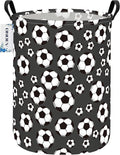 Round Soccer Ball Print Laundry Hamper, Cotton Canvas Storage Bin by ONOEV