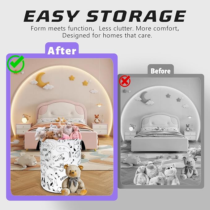 Cute Cat Meow Pet Laundry Basket Foldable Oxford Cloth Hamper 18.9x 16.5 In - Image 7