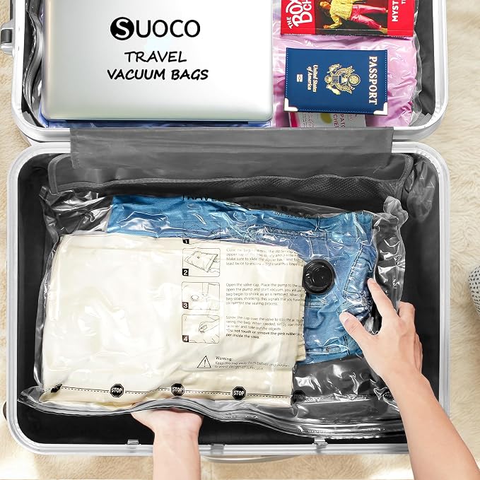Travel Vacuum Bags for Clothing with Cordless Pump 15 Combo, Clear | Compression Packing Cubes Organizer Storage for Luggage Suitcase, Space Saver Seal Bags for Vacation Cruise - Image 5