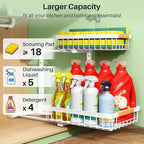 Kitstorack Under Sink Organizer, 2 Tier Under the Sink Storage, Slide out Pull out Cabinet Organizer Shelf, Metal Sliding Drawer for Kitchen Bathroom Pantry Closet Organization Rack, White, 2 Pack - Image 3