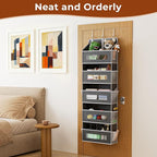 3 Pack 5 Tier Over the Door Organizer Space-Saving Storage for Any Room | Grey Hanging Closet Organizer with 10 Mesh Pockets and Clear Windows, Closet Organizers and Storage for Bathroom, Bedroom - Image 5