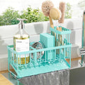Cisily Kitchen Sink Caddy Organzier with High Brush Holder, Sponge Holder for Sink, 304 Rustproof Stainless, Kitchen Countertop Soap Dispenser Organizer (Turquoise, 9.25″) by CISILYHOMELIFE