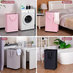 Slim Laundry Hamper with Wheels, Rolling Laundry Basket for Clothes, Small Laundry Basket for Bedroom, Dorm and Laundry Room, 75L (19.8 Gallons) Beige - Image 6
