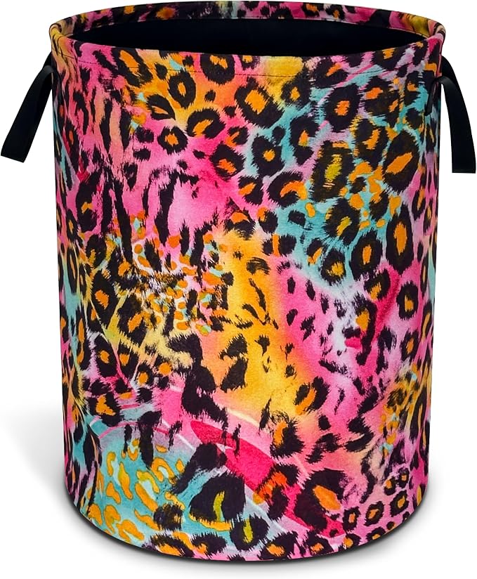 Colorful Leopard Print Laundry Basket Foldable Oxford Cloth 18.9 x 16.5 In by Unknown