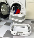 SAMMART 38L(10 Gal) Collapsible Laundry Basket - Foldable Pop-Up Storage Container/Organizer-Portable Space Saving Hamper, Measure 17.5x13.3x15.7"/3.8" Expanded/Collapsed (2, White/Grey) - Image 2
