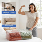 Handy Laundry Blanket Storage Bags - 90 L, Pack Of 4, Zippered Large Clear Plastic Storage Bag, Shield Your Quilt Blankets, Bedding & Clothes from Dust, Dirt & Moisture, Gliding Zipper for Easy Access - Image 3