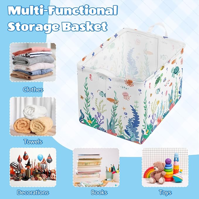 Collapsible Storage Basket Collapsible Fabric Laundry Basket with Handles - Image 5