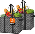 Reusable Grocery Bags 2 Pack, Foldable & Water Resistant Shopping Bags by WiseLife