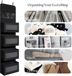 Giraffe Creation Black Over Door Organizer with 4 Large Clear Pockets, Hanging Door Storage for Closet, Bathroom, Bedroom, Dorm, Nursery, Toys, Toiletries, Cosmetics - Image 5