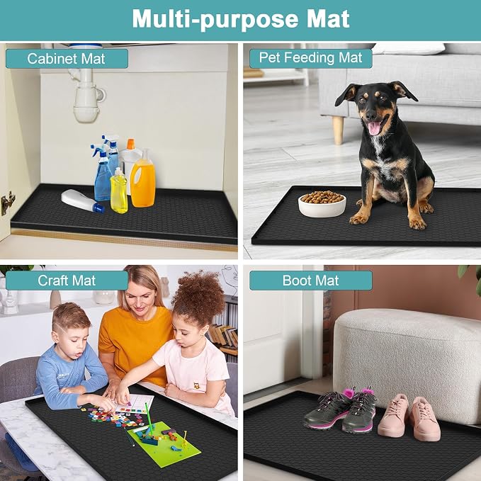 Under Sink Mats for Kitchen Waterproof 31" x 22", Silicone Under Sink Mat and Protectors, Under The Sink Organizer for Kitchen and Bathroom Black - Image 7