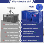 6 Pack Moving Bags with Full-Open Side Zipper, Extra Large 93L Heavy Duty Waterproof Foldable Storage Totes for College Dorm, Moving & Home Organization,Blue - Image 9