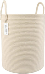 XUANGUO Cotton Rope Laundry Basket Hamper for Clothes, beige by XUANGUO