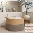 INDRESSME 115L Extra Large Woven Wicker Blanket Basket Living Room - Image 7