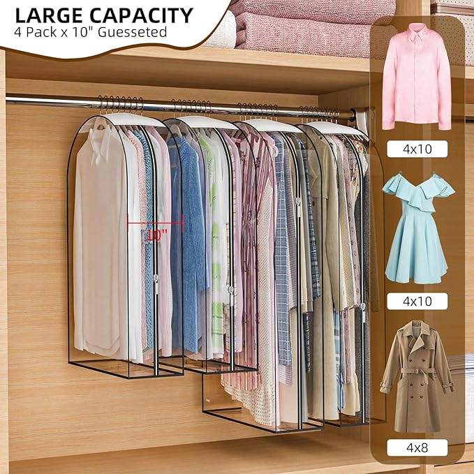 Clear Garment Bags for Hanging Clothes, 4-Pack, 2x43"+2x60" - Image 3