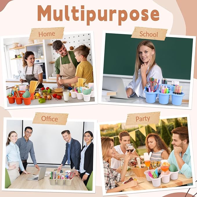 6 Pack Classroom Caddy Organizer with Handle, 6 Compartments, Morandi - Image 7
