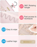 BAGSMART Hanging Jewelry Organizer Necklace/Earring/Ring 2-Sided L Pink - Image 4